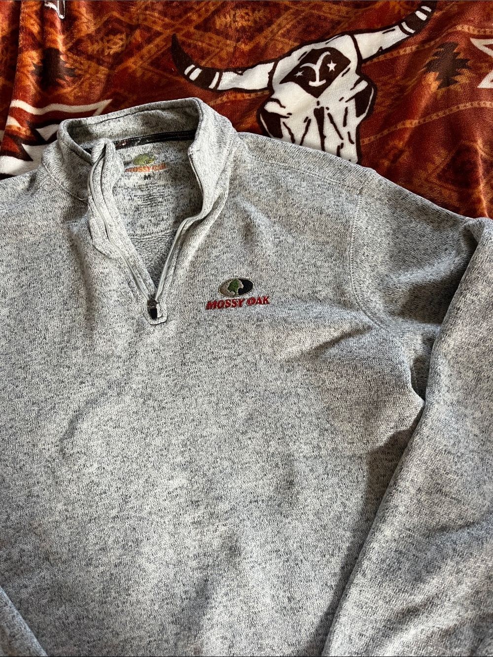 Mossy oak sweater 1/4 zip gray Medium